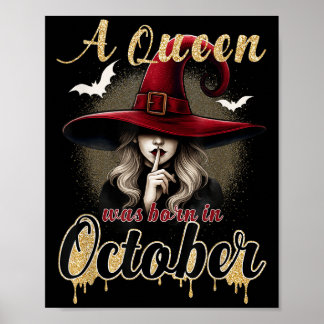 Affiche Une Reine Est Née En Octobre Sorcière Drôle Joyeux