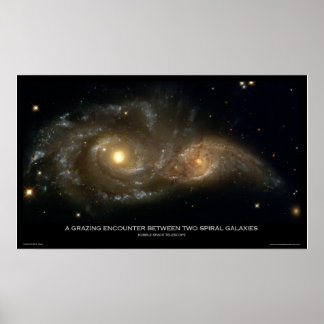 Affiche Une Rencontre De Pâturage Entre Deux Galaxies Spir