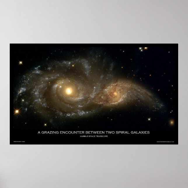 Affiche Une Rencontre De Pâturage Entre Deux Galaxies Spir (Devant)