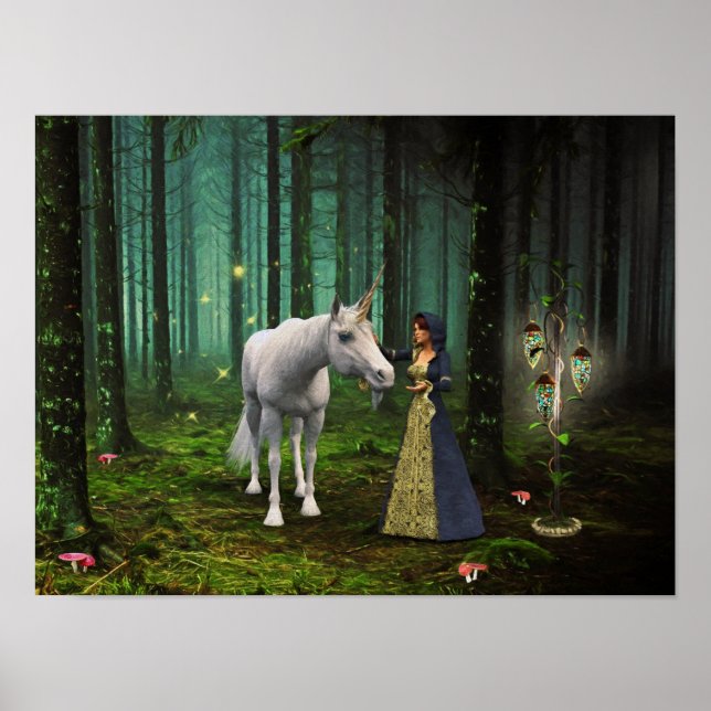 Affiche Une rencontre magique - Unicorn Imaginaire Art Imp (Devant)