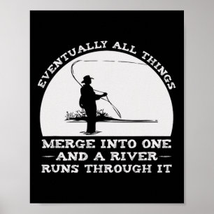 Affiche Une Rivière Traverse À Travers Elle Pêche À Voler