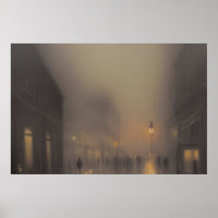 Une rue à Paris brouillard pluie hivernale lampada