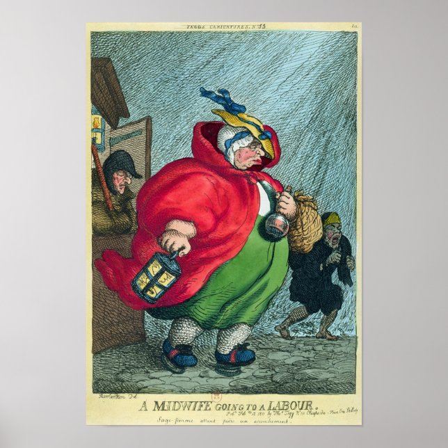 Affiche Une sage-femme qui va travailler, 1811 (Devant)