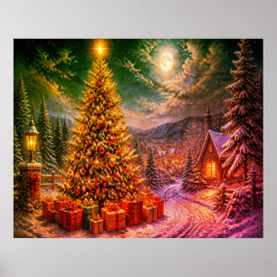 Affiche Une scène de Noël dans la rue du quartier
