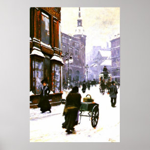 Affiche Une scène de rue en hiver, Copenhague