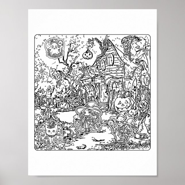 Affiche Une scène d'Halloween Éffrayante (Devant)