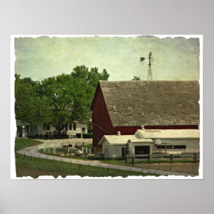 Affiche Une scène rurale de ferme de l'Iowa