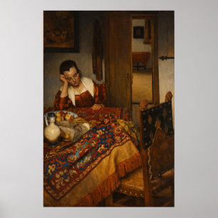 Affiche Une servante endormie de Johannes Vermeer