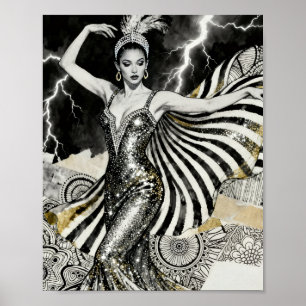 Affiche Une Showgirl danse dans l'illumination