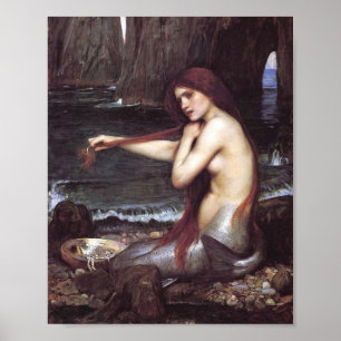 Affiche Une sirène de J W Waterhouse, 1901 Découpage Impri