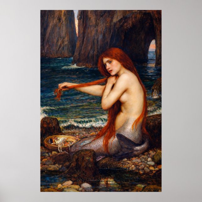 Affiche Une sirène par John William Waterhouse (Devant)