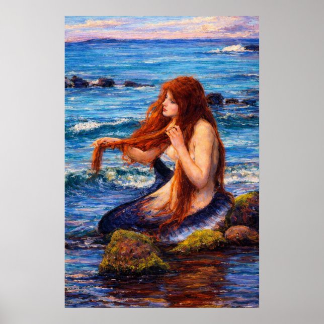 Affiche Une sirène par John William Waterhouse (Devant)