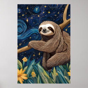 Affiche Une Sloth dans la nuit étoilée