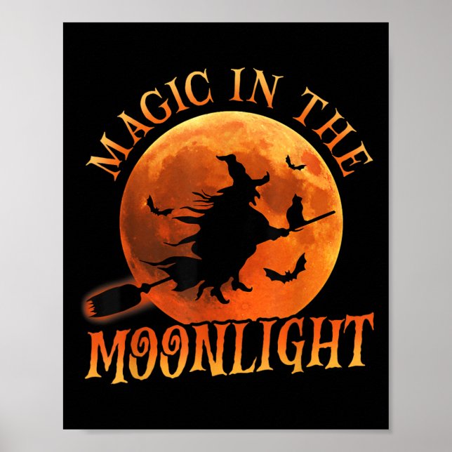 Affiche Une Sorcière à cheval dans la magie d'Halloween (Devant)