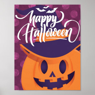 Affiche Une sorcière citrouille joyeuse Halloween