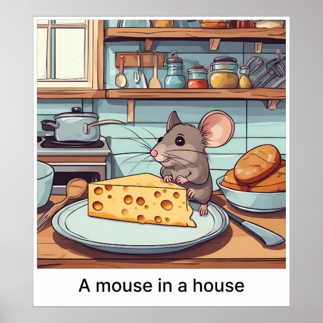 Affiche Une Souris Dans Une Maison - Imprimer (Devant)
