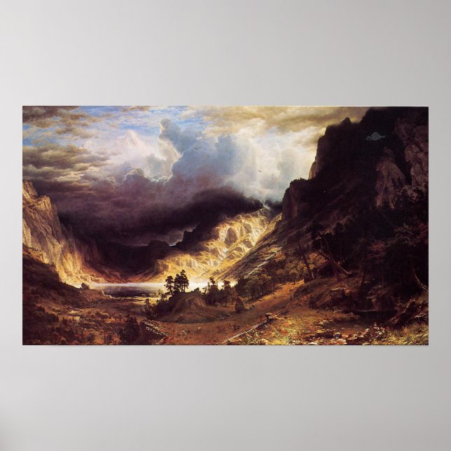 Affiche Une tempête dans les Roches, Bierstadt Albert (Devant)