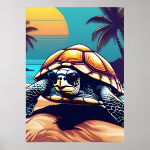 Affiche Une Tortue Portant Des Lunettes De Soleil