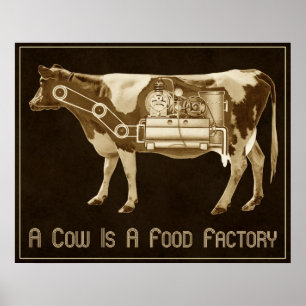 Affiche Une Vache Est Une Usine De Nourriture - Plus De La