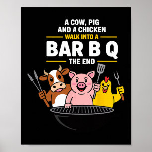 Affiche Une vache, un cochon et un poulet entrent dans un