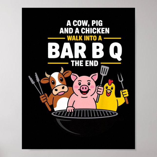 Affiche Une vache, un cochon et un poulet entrent dans un  (Devant)