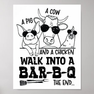 Affiche Une Vache Un Cochon Et Un Poulet Marcher Dans Un B