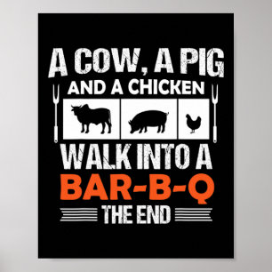 Affiche Une vache, un cochon et une poule entrent dans un