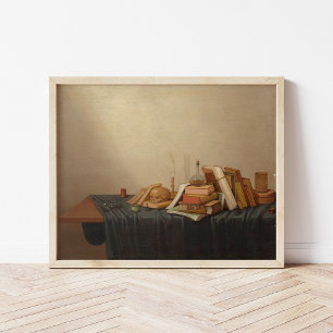 Affiche Une Vanitas avec livres et crâne   Gerrit van Vuch