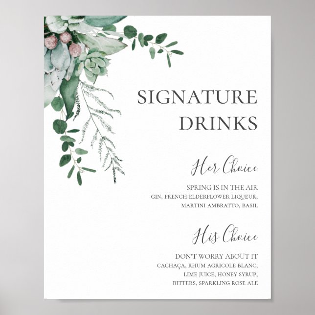 Affiche Une verdure succulente | Signature Boissons (Devant)
