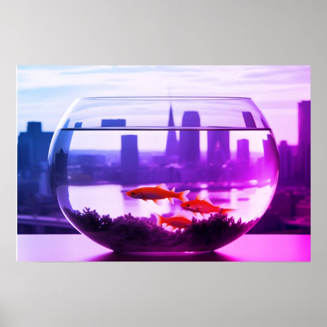 Affiche Une vie isolée dans un bocal à poissons rouges sur (Devant)
