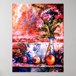 Affiche Une vie tranquille pastel avec des fruits et des f