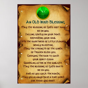 Affiche Une vieille bénédiction irlandaise sur parchemin p