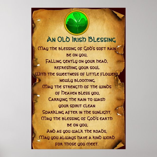 Affiche Une vieille bénédiction irlandaise sur parchemin p (Devant)
