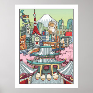 Affiche Une vue de Tokyo