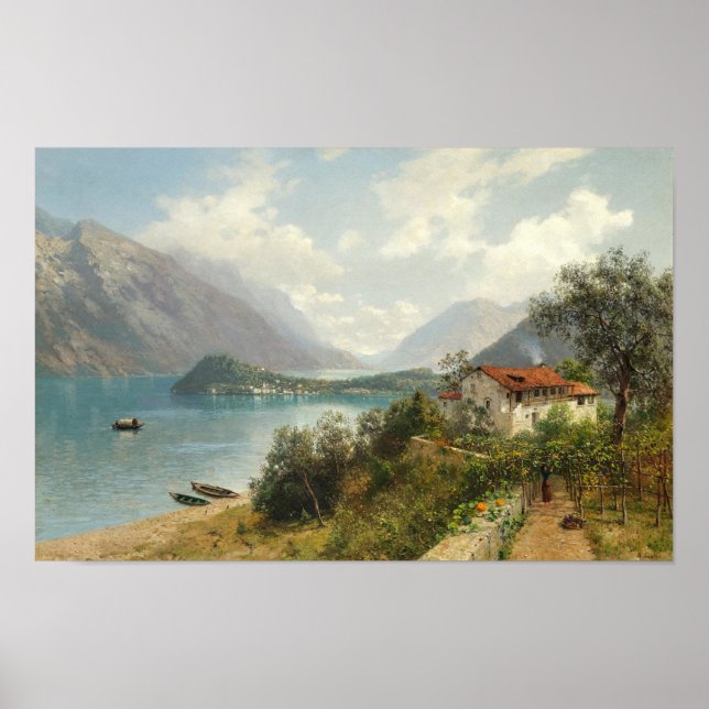 Affiche Une vue sur le lac de Côme (Devant)