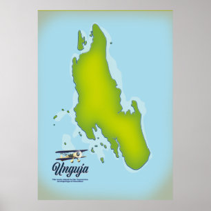 Affiche Unguja Island travel map