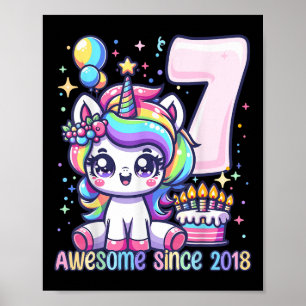 Affiche Unicorn 7e anniversaire 7 année Ancien Unicorn Par