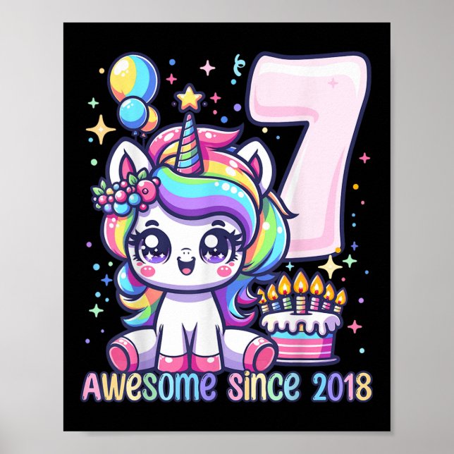 Affiche Unicorn 7e anniversaire 7 année Ancien Unicorn Par (Devant)