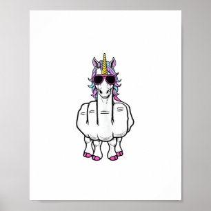 Affiche Unicorn Doigt Moyen Drôle Magique Offensive Rude