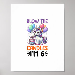 Affiche Unicorn Enfants 6e fête d'anniversaire garçon 6 an