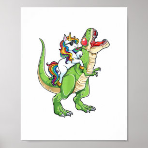 Affiche Unicorn équitation T rex Dinosaur garçons Filles H