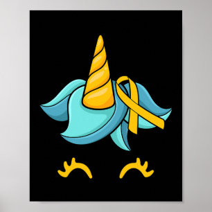 Affiche Unicorn Face Enfance Cancer Sensibilisation Ruban 
