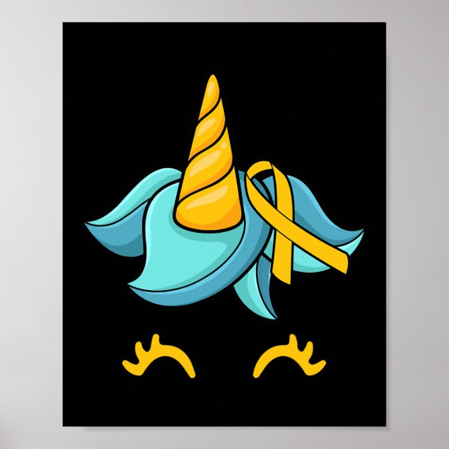 Affiche Unicorn Face Enfance Cancer Sensibilisation Ruban  (Devant)