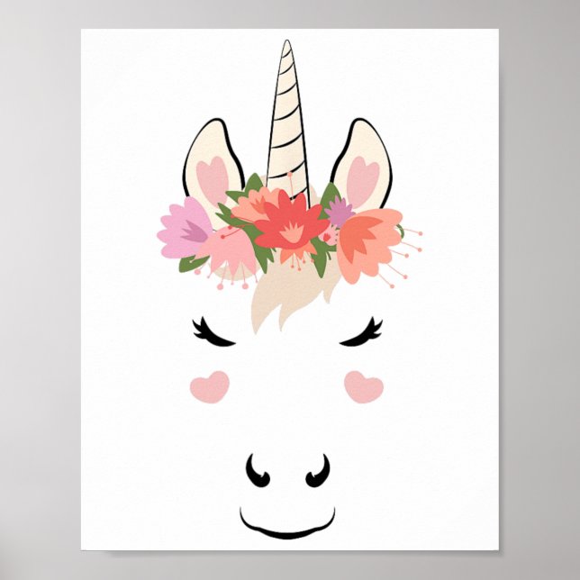 Affiche Unicorn Face Eyelashes Aimer Halloween Costume Flu (Devant)