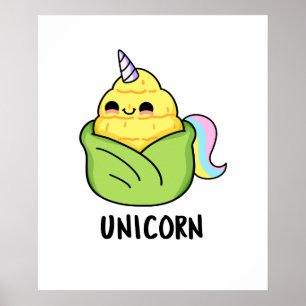 Affiche Unicorn Funny Baby Corn Pun