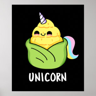 Affiche Unicorn Funny Baby Corn Pun Dark BG