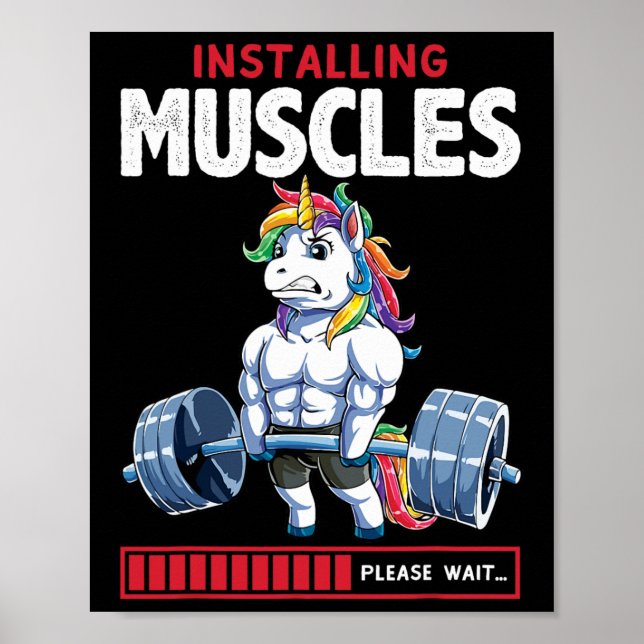 Affiche Unicorn Funny Bodybuilding Flexcorn Humour Gym Cut (Devant)