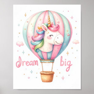 Affiche Unicorn Hot Air Balloon Nursery Art
