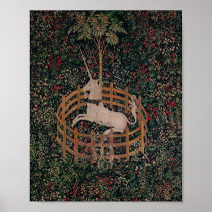 Affiche Unicorn Hunt Medieval Art - Unicorn repose sous la