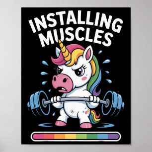 Affiche Unicorn Installation de Muscles Veuillez Patienter